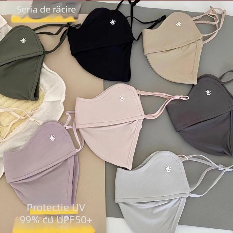 Masca de soare pentru față UPF50+, protecție UV, respirabilă, rezistentă la vânt, material Ice Silk poliester
