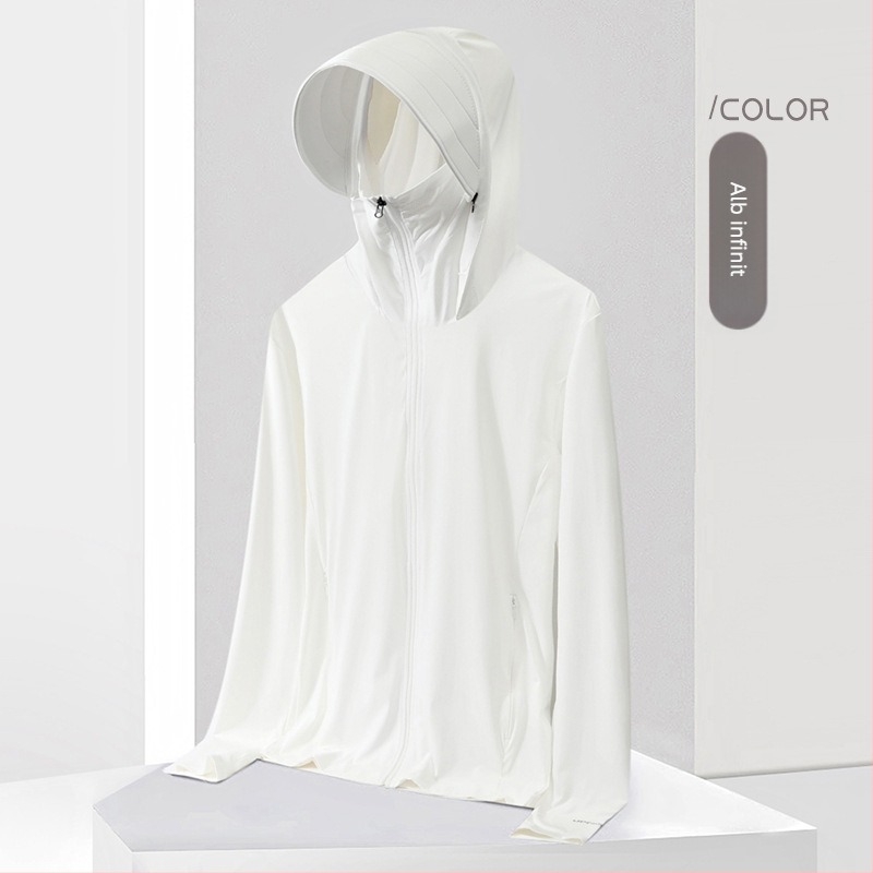 Tricou cu glugă UV UPF50+, Ice Silk, uscare rapidă, respirabil, 87% nailon / 13% spandex, unisex top outdoor de vară