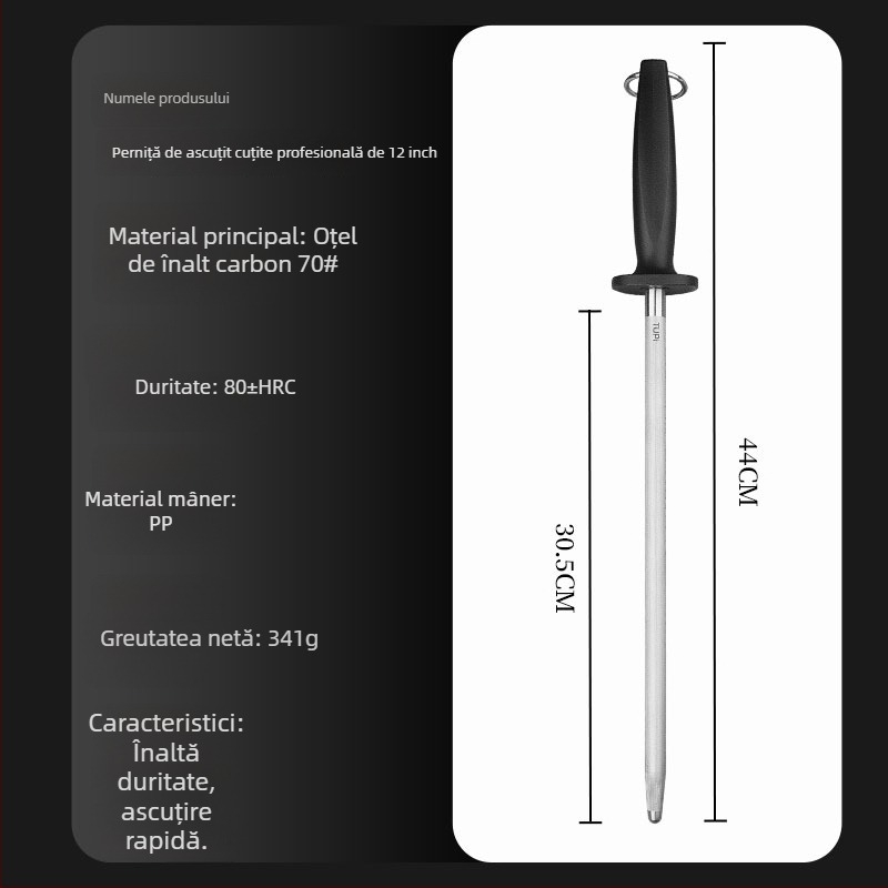 Băț de ascuțit pentru cuțite de bucătărie – oțel cu carbon înalt, profesional, stil universal, lansare primăvara 2022
