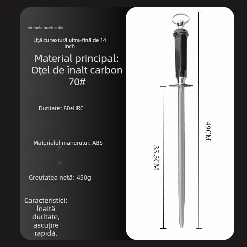 Băț de ascuțit pentru cuțite de bucătărie – oțel cu carbon înalt, profesional, stil universal, lansare primăvara 2022