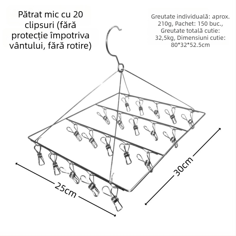 Clip de uscare din oțel inoxidabil, model YDX-FX30, pachet de 100 bucăți, pentru lenjerie, pantaloni și șosete