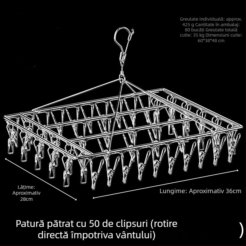 Clip de uscare din oțel inoxidabil, model YDX-FX30, pachet de 100 bucăți, pentru lenjerie, pantaloni și șosete