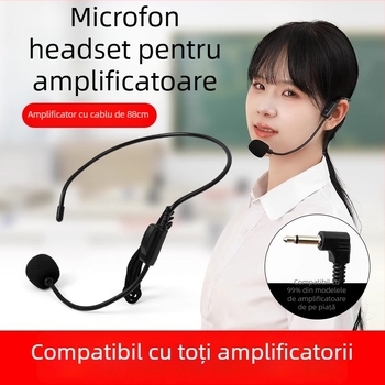 Microfon cu fir pentru profesori, microfon de conferință pentru prelegeri și transmisiuni live, cu bobină în mișcare, fără baterie