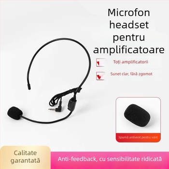 Microfon cu fir pentru profesori, microfon de conferință pentru prelegeri și transmisiuni live, cu bobină în mișcare, fără baterie