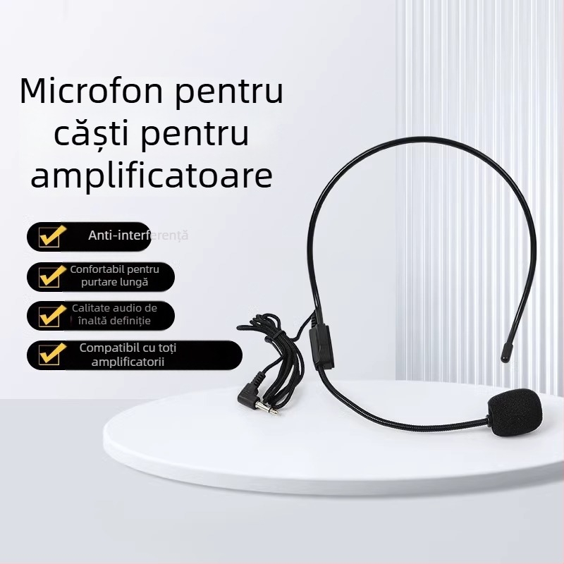 Microfon cu fir pentru profesori, microfon de conferință pentru prelegeri și transmisiuni live, cu bobină în mișcare, fără baterie