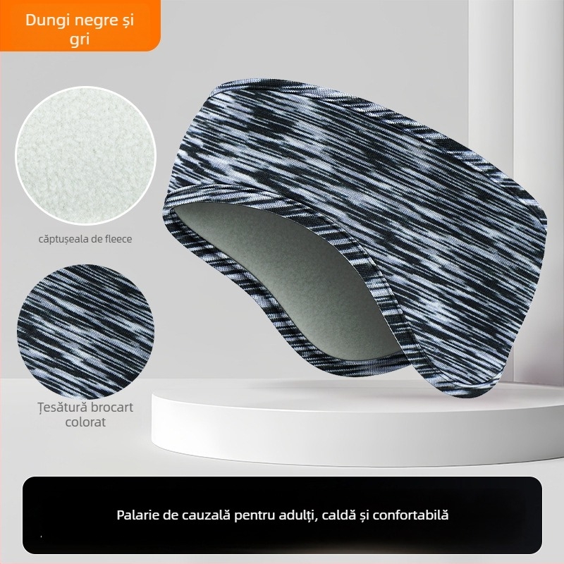 Bandă pentru cap pentru copii, fleece dublu, protecție pentru urechi, model cu dungi, poliester, stil minimalist