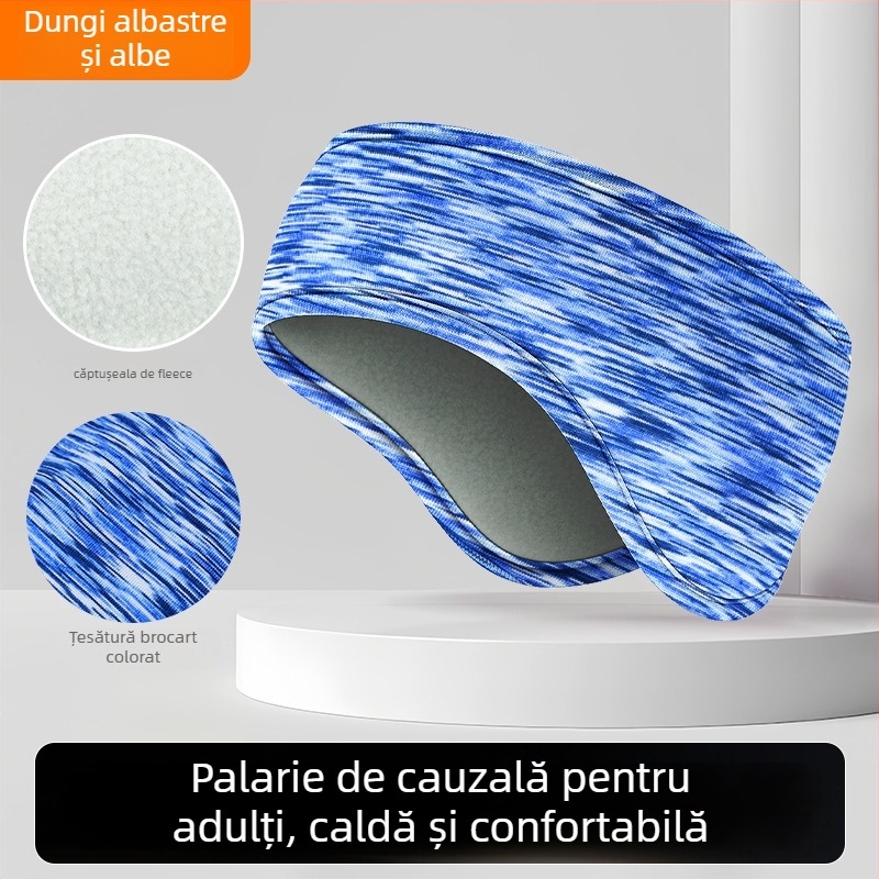 Bandă pentru cap pentru copii, fleece dublu, protecție pentru urechi, model cu dungi, poliester, stil minimalist