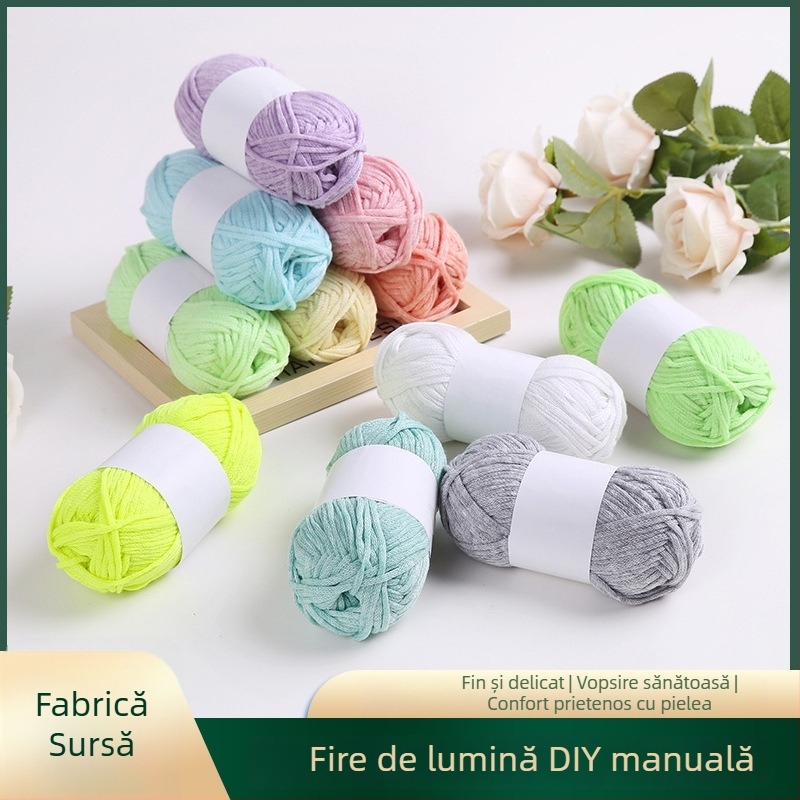 Fire luminoase pentru tricotat manual – Brand Prome; Proces de tors: imitare fină completă; Utilizare principală: tricotat manual