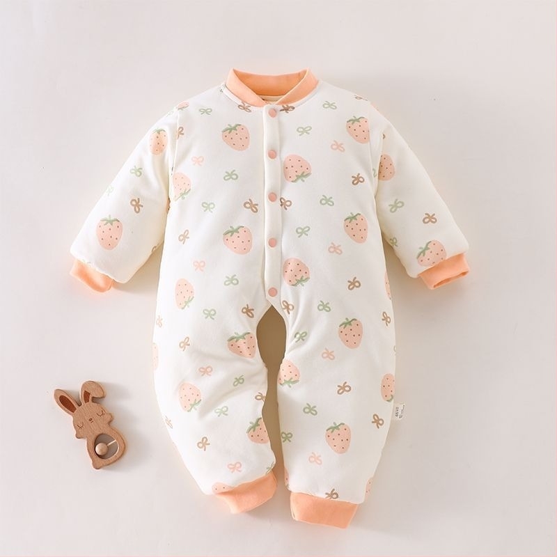 Salopetă pentru nou-născuți cu deschidere în zona intimă, protecție împotriva scurgerilor, 100% bumbac, țesătură groasă, pentru 0–12 luni