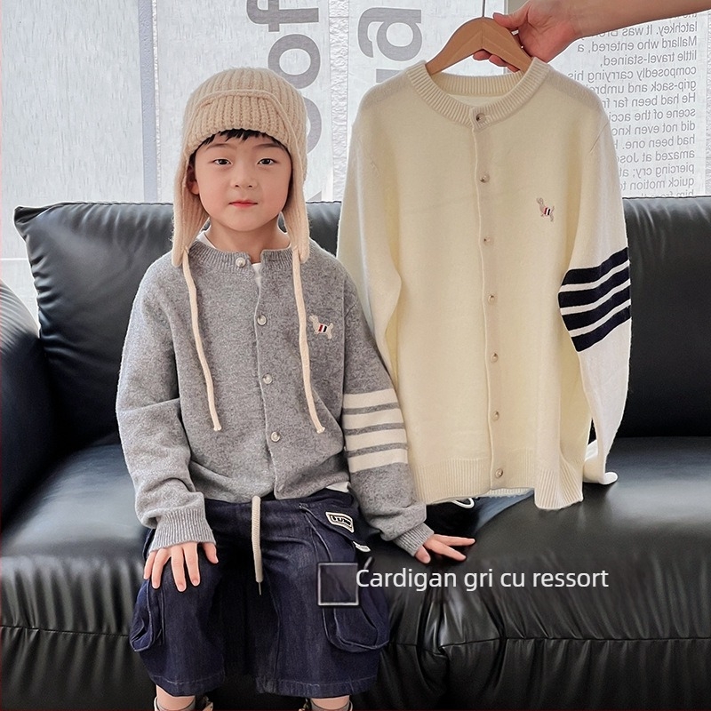 Pulover de copii din lână, stil coreean, guler rotund, mâneci lungi, model solid, pentru 3–8 ani, iarnă