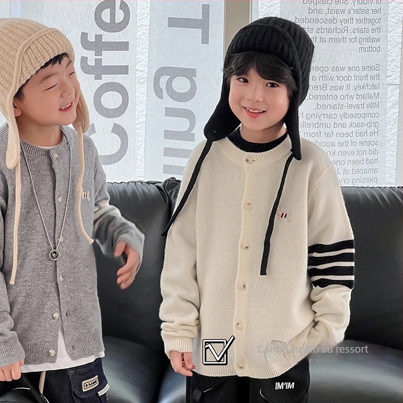 Pulover de copii din lână, stil coreean, guler rotund, mâneci lungi, model solid, pentru 3–8 ani, iarnă