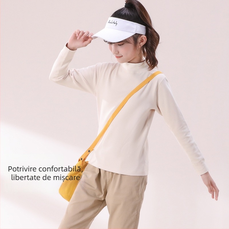 Top de bază pentru copii cu mâneci lungi, 95% bumbac, interior plușat, unisex