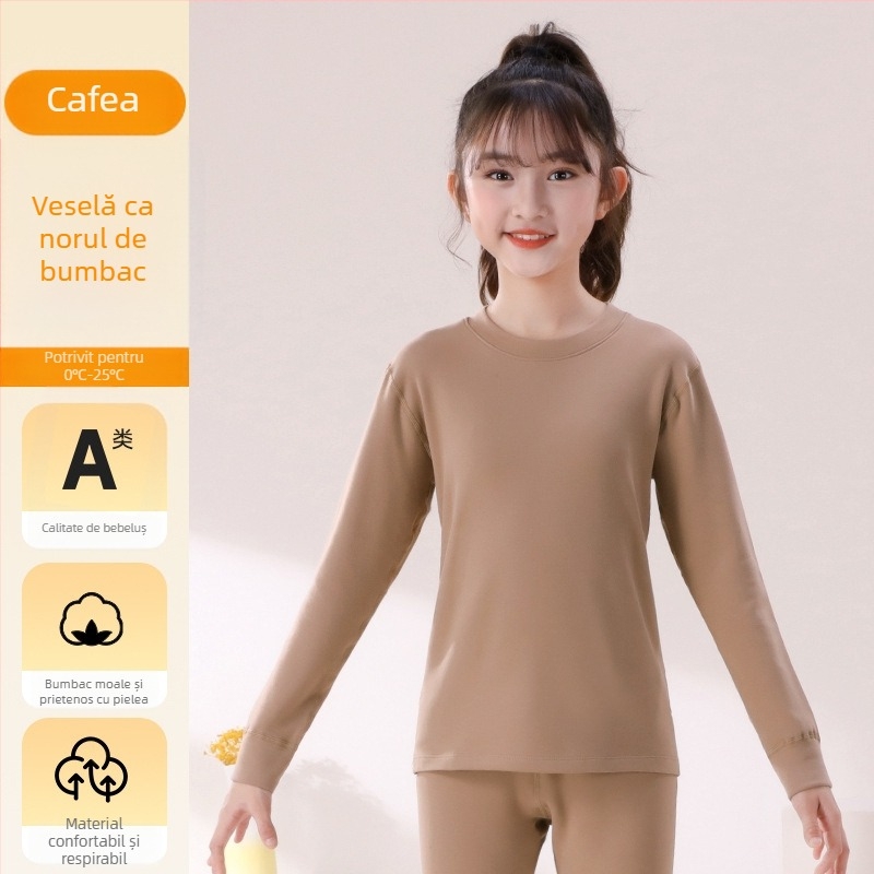 Top de bază pentru copii cu mâneci lungi, 95% bumbac, interior plușat, unisex