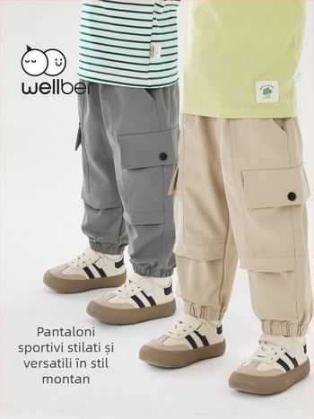Wellber Pantaloni pentru copii, stil Leisure, unisex, pentru vârsta 3–8 ani, primăvară și toamnă
