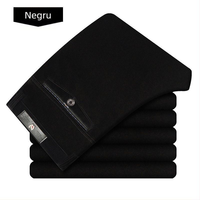 Pantaloni din corduroy pentru bărbați, talie înaltă, croială dreaptă lejeră, casual toamna-iarna