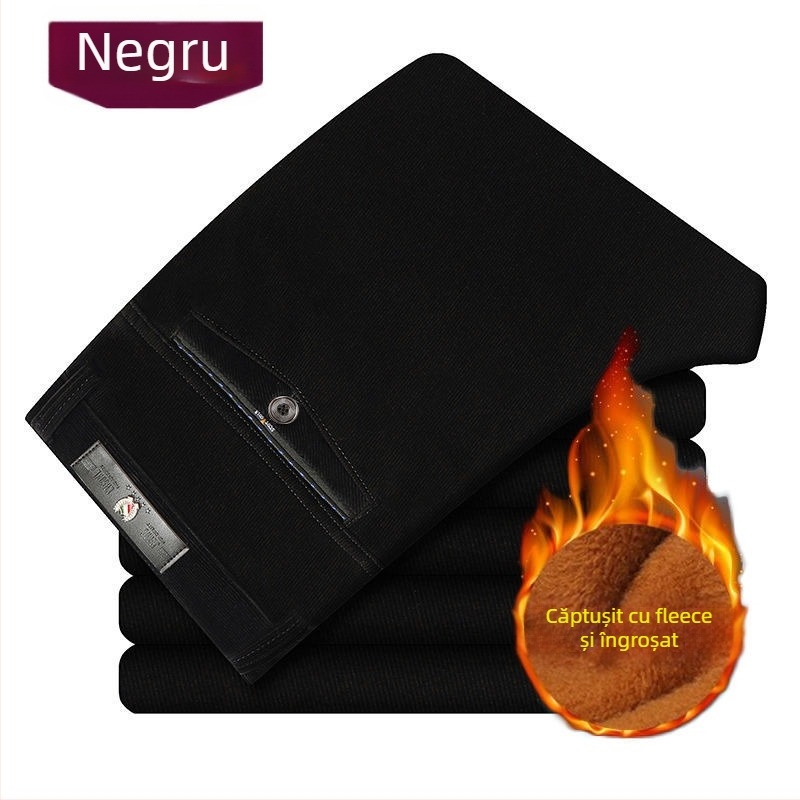 Pantaloni din corduroy pentru bărbați, talie înaltă, croială dreaptă lejeră, casual toamna-iarna