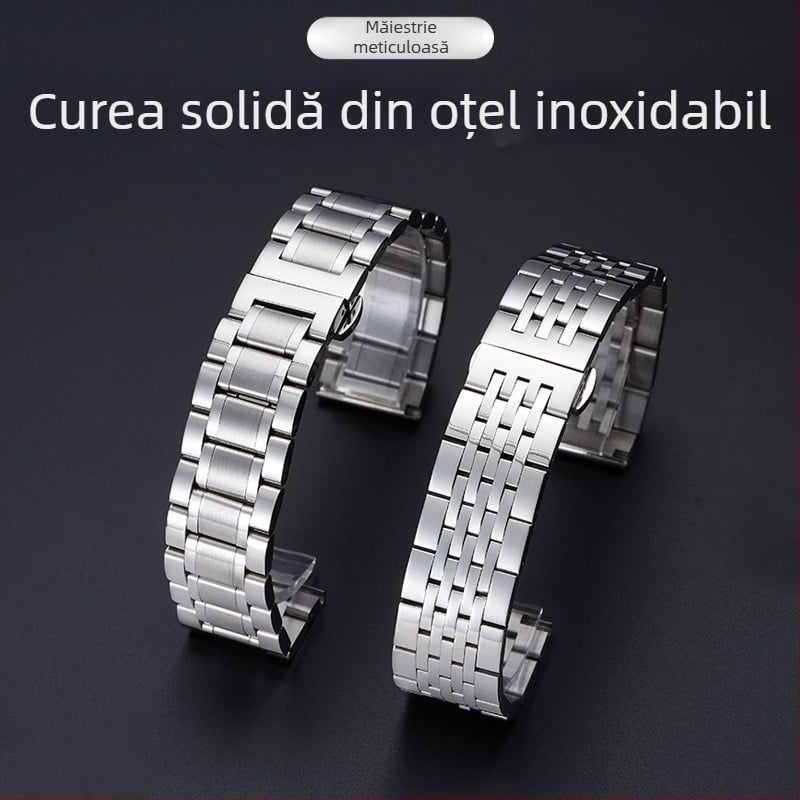 Șapte curele din oțel inoxidabil pentru ceas, cu închizătoare tip fluture și accesorii din oțel