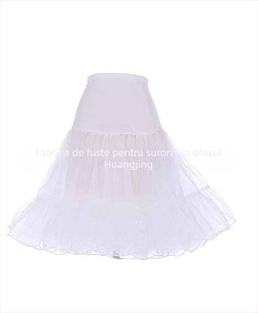 Fustă organza puff, cu dantelă la margine, accesoriu pentru rochie de mireasă; țesătură exterioară 60% poliester, 30% elastan; țesătură secundară 20% poliester; căptușeală 30% poliester