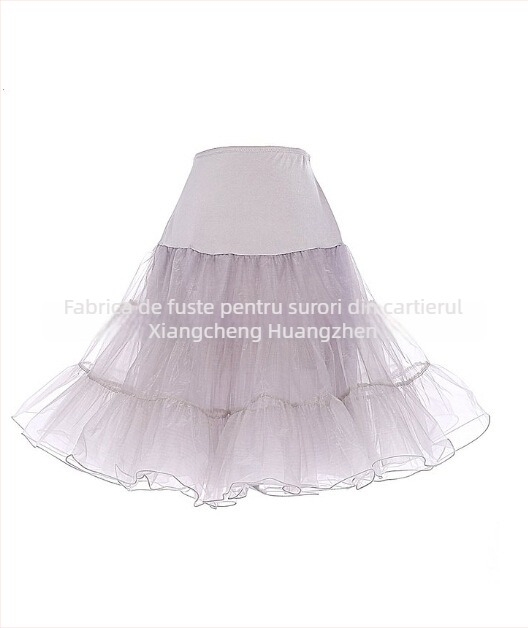 Fustă organza puff, cu dantelă la margine, accesoriu pentru rochie de mireasă; țesătură exterioară 60% poliester, 30% elastan; țesătură secundară 20% poliester; căptușeală 30% poliester