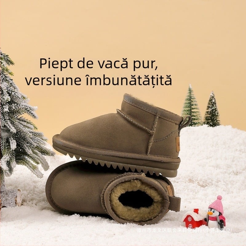 Ovo botine de gleznă din piele de vită pentru copii 1–3 ani – stil simplu