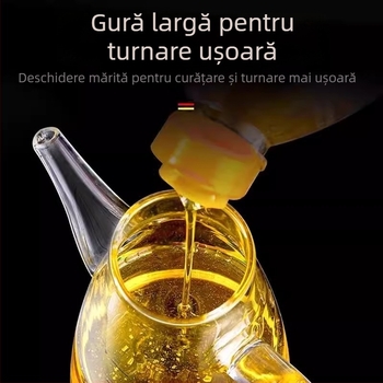 Duo One recipient de ulei din sticlă borosilicat de înaltă durabilitate, cu logo imprimat, capacitate mare, stil modern minimalist