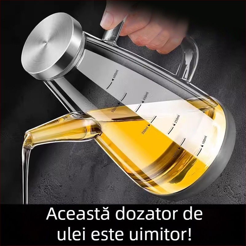 Duo One recipient de ulei din sticlă borosilicat de înaltă durabilitate, cu logo imprimat, capacitate mare, stil modern minimalist