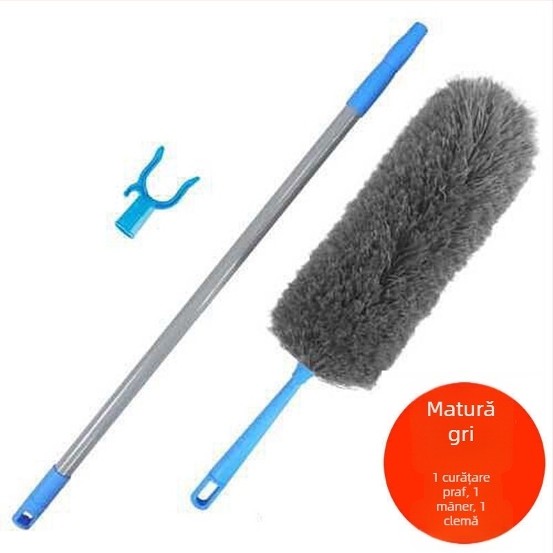 Jingsheng Perie de praf din fibră cu cap rotund, 175 cm, pentru îndepărtarea prafului, acasă și în mașină