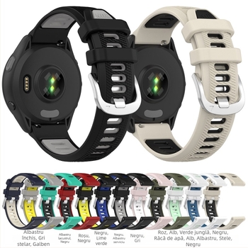 Brățară silicon Garmin Forerunner 265, bi-color, 18/20/22 mm, cataramă cu pin