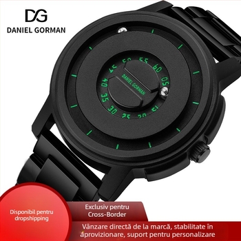 Ceas de bărbați cu curea din oțel inoxidabil, mișcare cuarț Swiss ETA, afișaj analog, carcasă din cupru, rezistență la apă 30 m