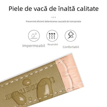 Brățară din piele naturală, dublă față, piele de vițel prim strat, cataramă cu pin, impermeabilă, moale, unisex