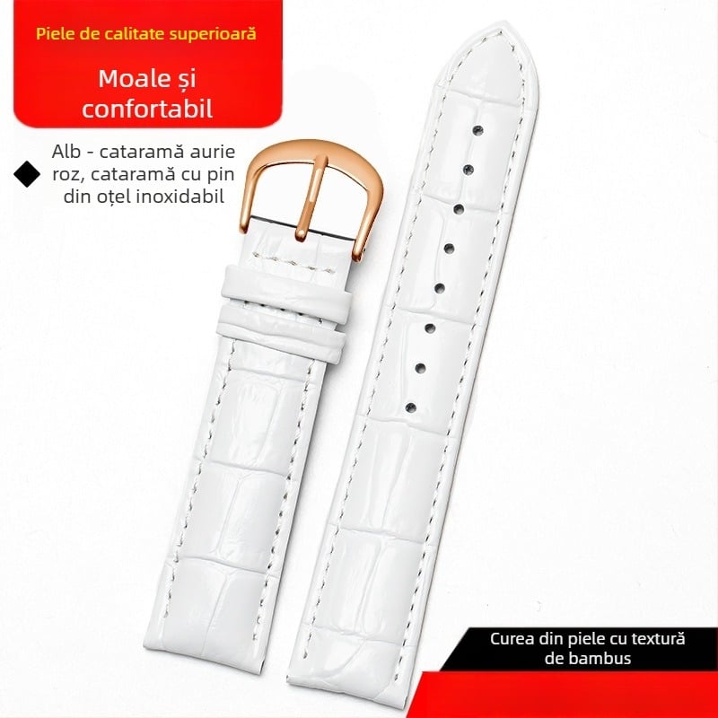 Brățară din piele naturală, dublă față, piele de vițel prim strat, cataramă cu pin, impermeabilă, moale, unisex