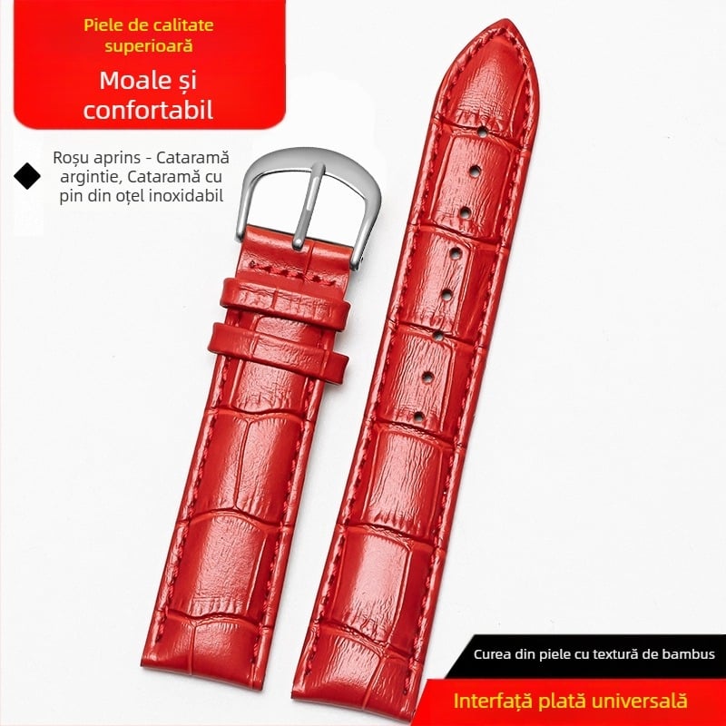 Brățară din piele naturală, dublă față, piele de vițel prim strat, cataramă cu pin, impermeabilă, moale, unisex