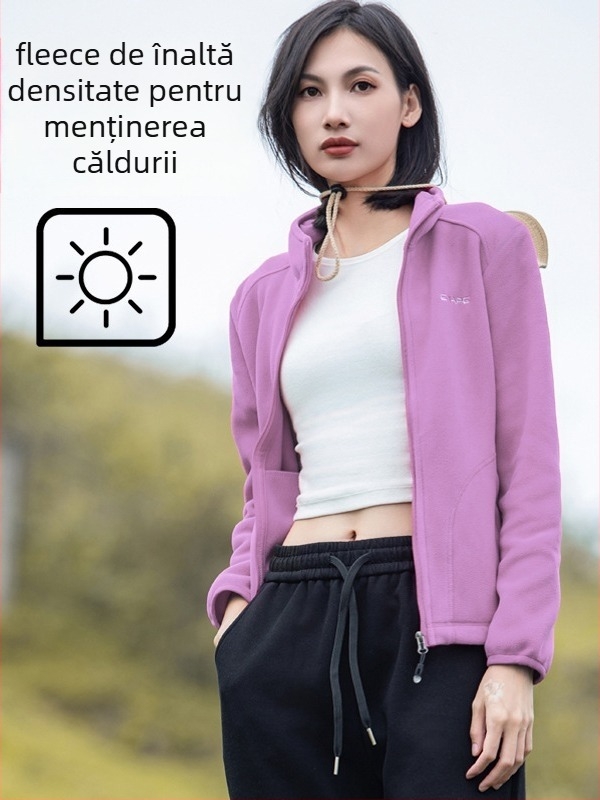 Geacă fleece outdoor unisex, stil cardigan, țesătură polar fleece, căptușeală polar fleece, modelul 3358 (TODOMORE/Denma)