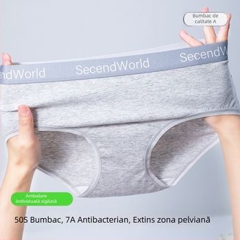 Chiloți femei din bumbac pur, talie medie, respirabili, antibacteriali, 90–95% bumbac