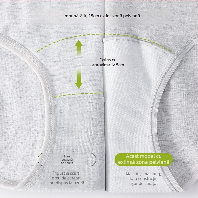 Chiloți femei din bumbac pur, talie medie, respirabili, antibacteriali, 90–95% bumbac