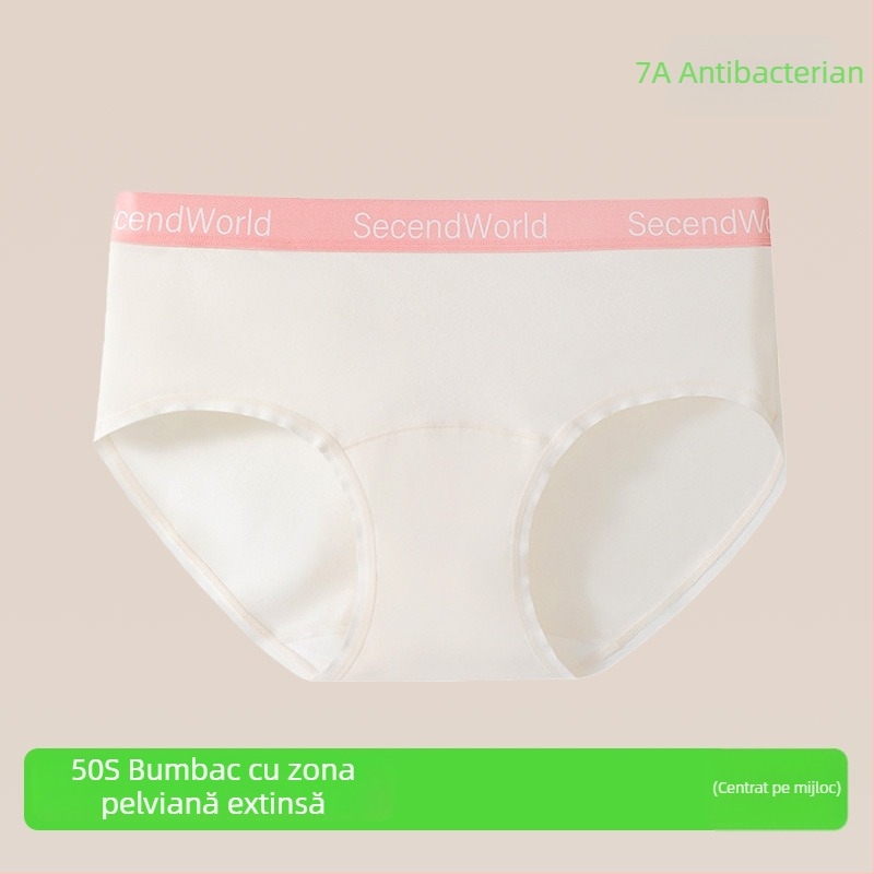 Chiloți femei din bumbac pur, talie medie, respirabili, antibacteriali, 90–95% bumbac