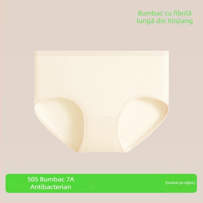 Chiloți femei din bumbac pur, talie medie, respirabili, antibacteriali, 90–95% bumbac