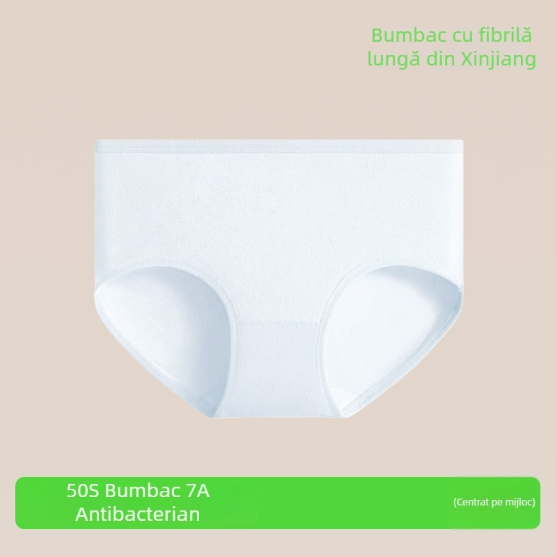 Chiloți femei din bumbac pur, talie medie, respirabili, antibacteriali, 90–95% bumbac