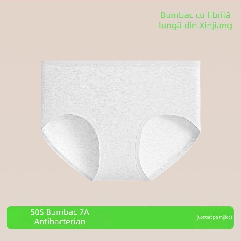 Chiloți femei din bumbac pur, talie medie, respirabili, antibacteriali, 90–95% bumbac