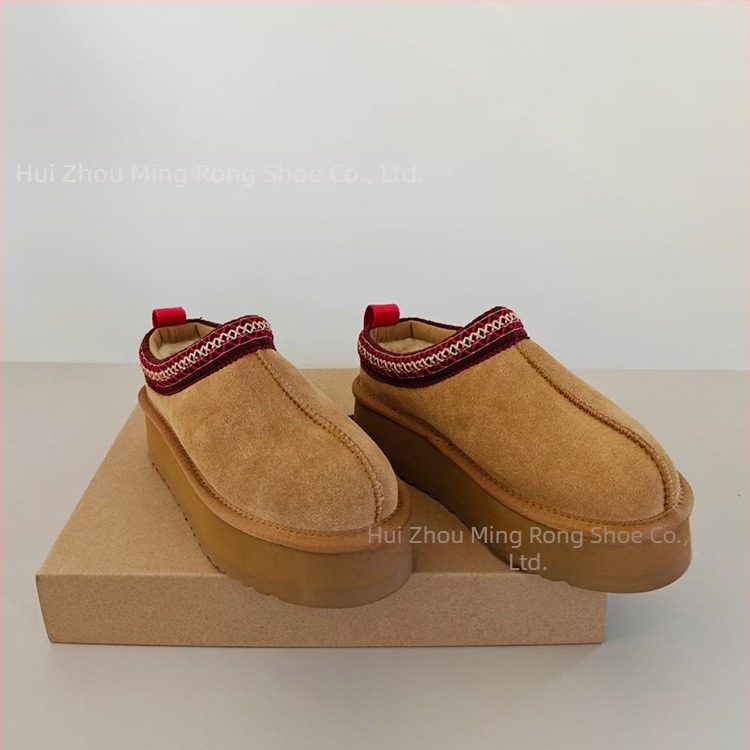 Cizme de zăpadă pentru femei, partea superioară din blană, căptușite cu lână de oaie, talpă groasă, glezna joasă, iarna 2025