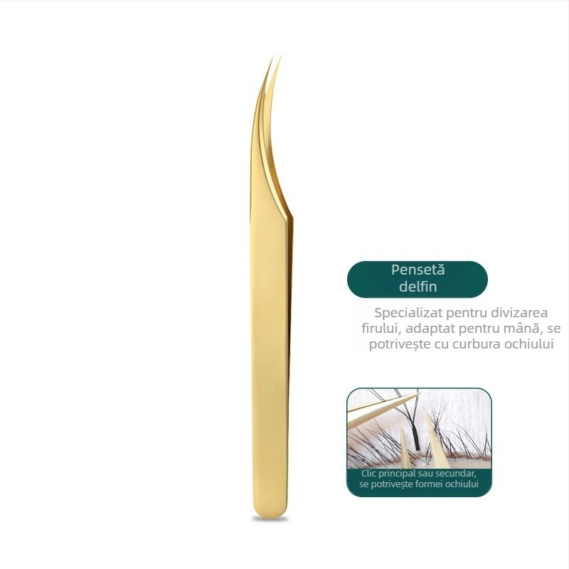 Pensete pentru gene false pentru începători – precizie înaltă, oțel inoxidabil, origine Yangjiang