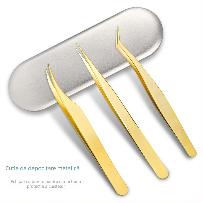 Pensete pentru gene false pentru începători – precizie înaltă, oțel inoxidabil, origine Yangjiang