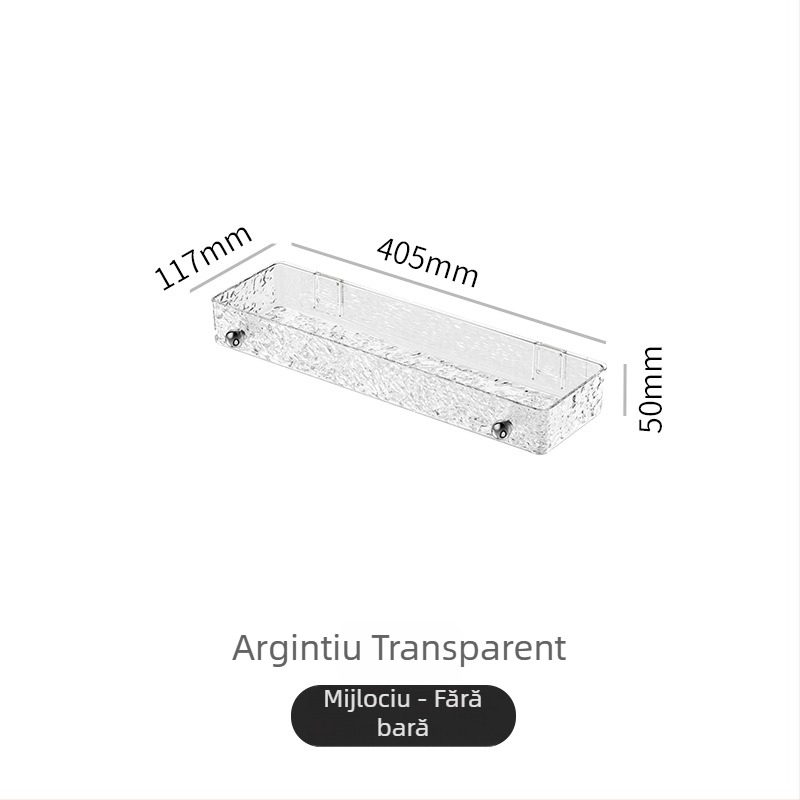 Raft de baie pentru montaj pe perete — fără găuri, organizator din plastic pentru cosmetică și prosoape