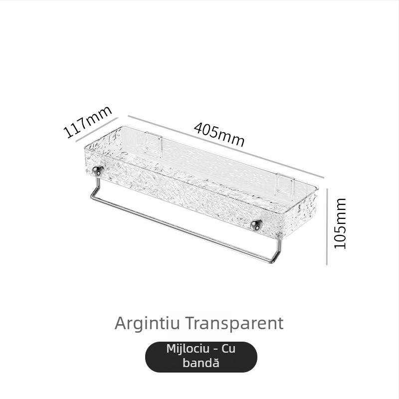 Raft de baie pentru montaj pe perete — fără găuri, organizator din plastic pentru cosmetică și prosoape