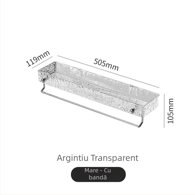 Raft de baie pentru montaj pe perete — fără găuri, organizator din plastic pentru cosmetică și prosoape