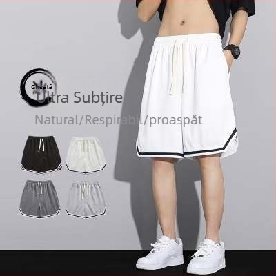 Șorturi de baschet pentru bărbați, lungime cinci sferturi, plasă din poliester cu uscare rapidă, croială dreaptă, echipament sportiv de vară