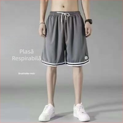 Șorturi de baschet pentru bărbați, lungime cinci sferturi, plasă din poliester cu uscare rapidă, croială dreaptă, echipament sportiv de vară