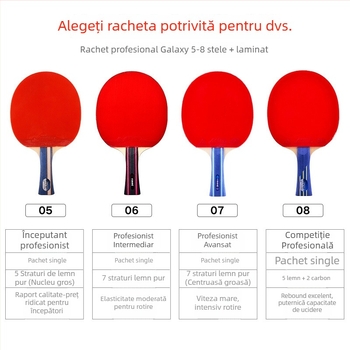Rachetă de tenis de masă Galaxy cu 56 stele, înaltă elasticitate, pentru copii, clasă profesională, lovitură dreaptă