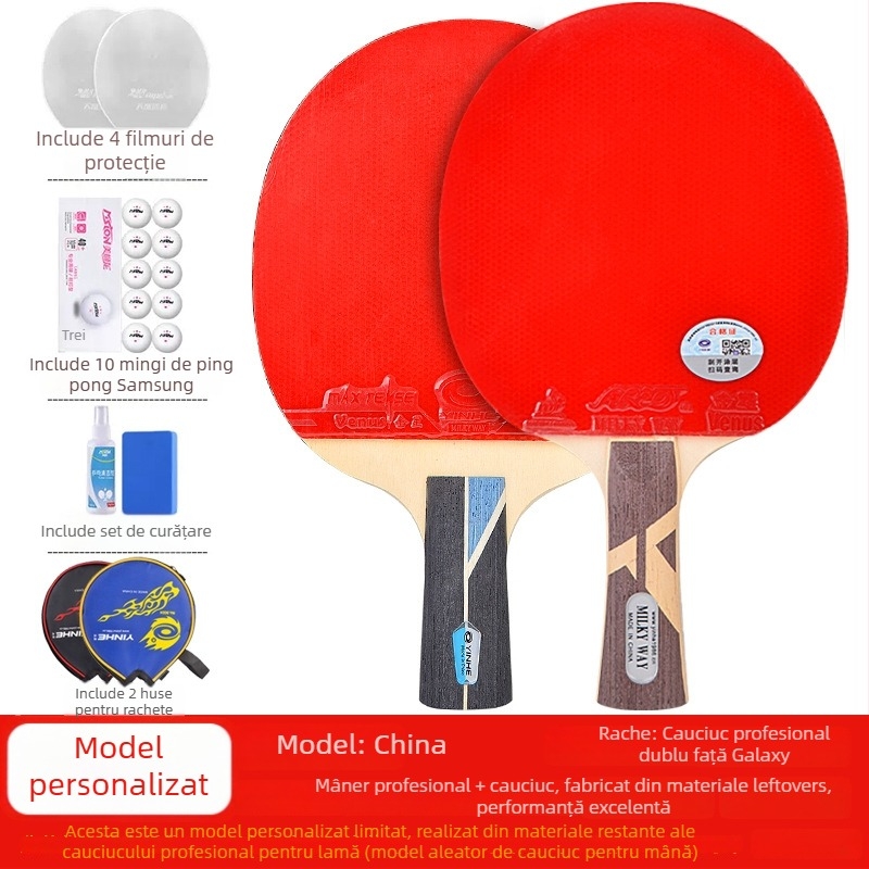 Rachetă de tenis de masă Galaxy cu 56 stele, înaltă elasticitate, pentru copii, clasă profesională, lovitură dreaptă