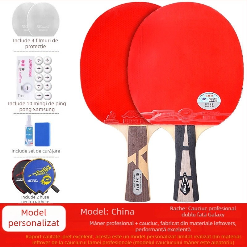 Rachetă de tenis de masă Galaxy cu 56 stele, înaltă elasticitate, pentru copii, clasă profesională, lovitură dreaptă